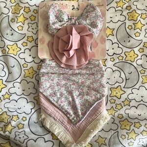 Baby Floral Headband + Bib Set